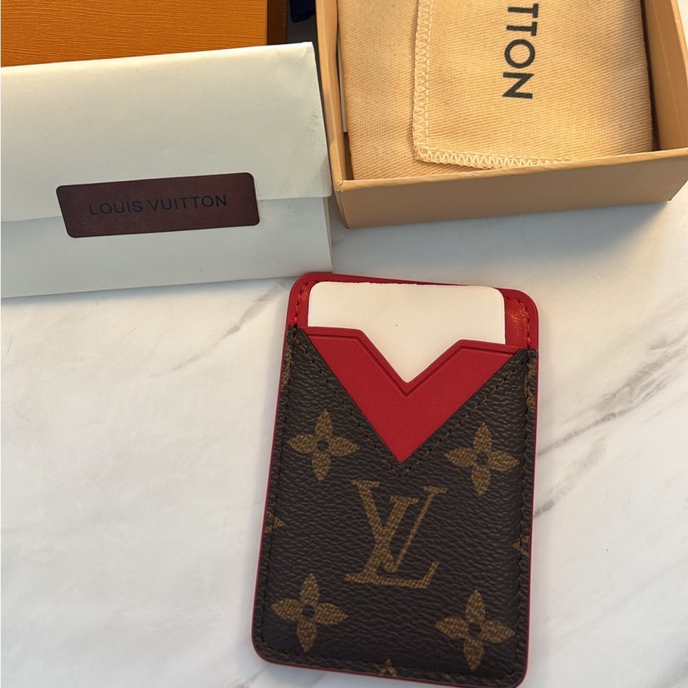 Louis Vuitton Red and Brown Monogram Card Holder